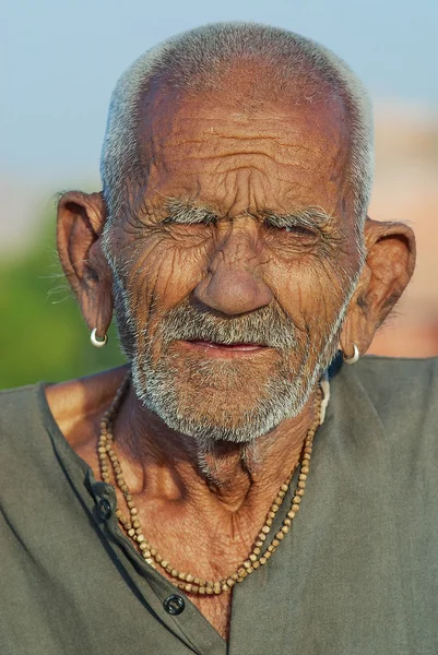 Portrait of unidentified old hindu monk in Jaipur, India. — Stock Fotó