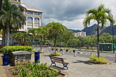 Port Louis, Mauritius sokak Caudan waterside için görüntüleyin.