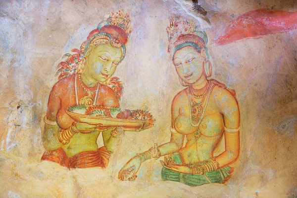 Zewnętrzna część obrazów w Sigirija w Sigiriya, Sri Lanka. — Zdjęcie stockowe