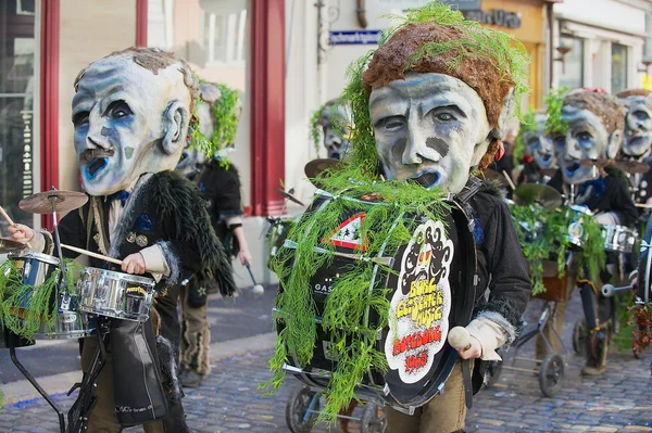 People take part in the parade at Lucerne carnival in Lucerne, Switzerland.