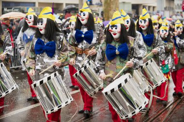 People take part in Basel Carnival in Basel, Switzerland.