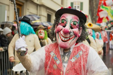 People take part in Basel Carnival in Basel, Switzerland.