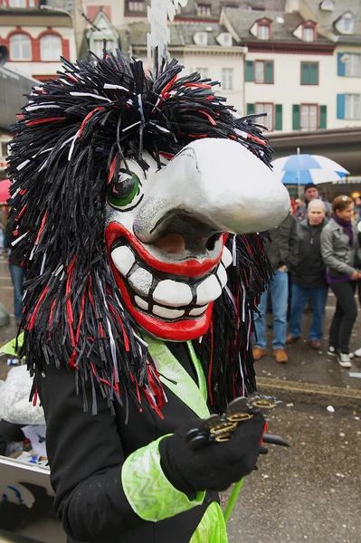 Person wears Waggis mask at Basel Carnival in Basel, Switzerland. — Stock Photo, Image