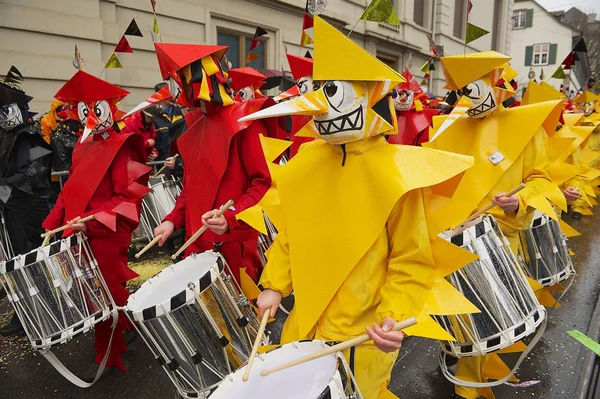 People take part in Basel Carnival in Basel, Switzerland.