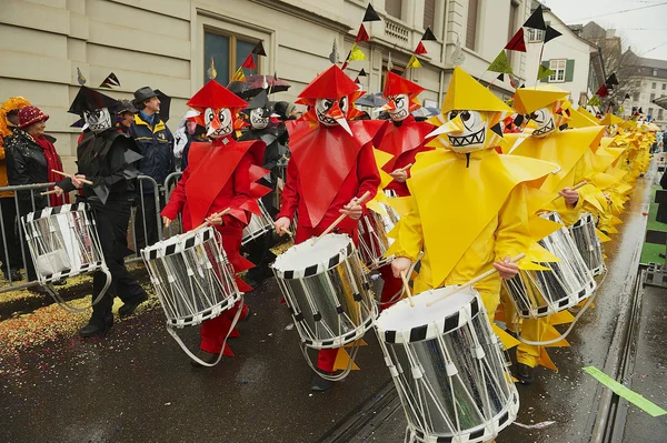 People take part in Basel Carnival in Basel, Switzerland.