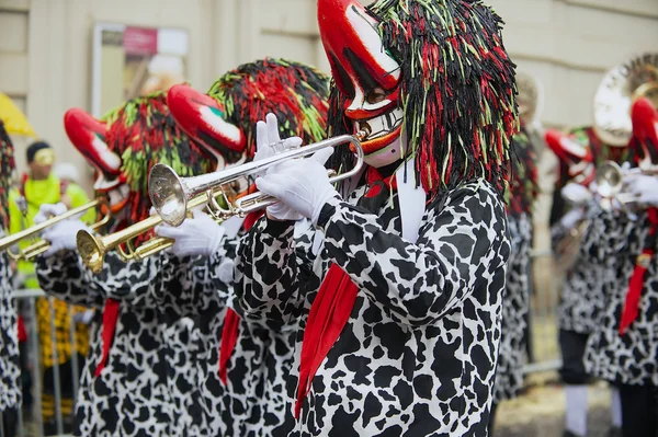 People take part in Basel Carnival in Basel, Switzerland.