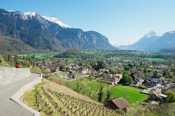 View to the town Bex (canton Vaud) in Bex, Switzerland. — Stock Photo, Image