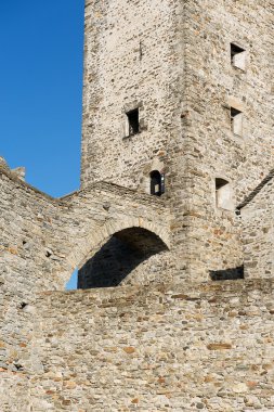 View to the tower of the Castelgrande castle in Bellinzona, Switzerland