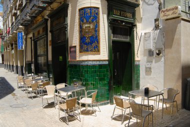 Exterior of the Europa bar in Seville, Spain.