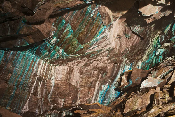 Abstract texture of the oxidated copper on the walls of the underground copper mine in Roros, Norway. — Stock Photo, Image