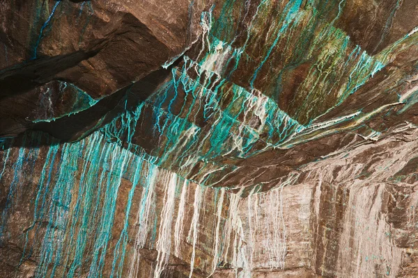 Abstract texture of the oxidated copper on the walls of the underground copper mine in Roros, Norway. — Stock Photo, Image