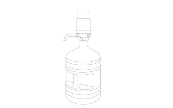 Litrowa Butelka Wody Pompą — Zdjęcie stockowe