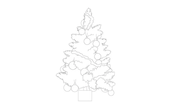 Kerstboom Met Ballen Bloemenslingers — Stockfoto