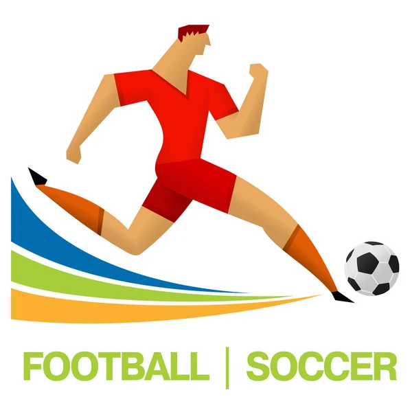 Platte pictogram spelen voetbal — Stockvector