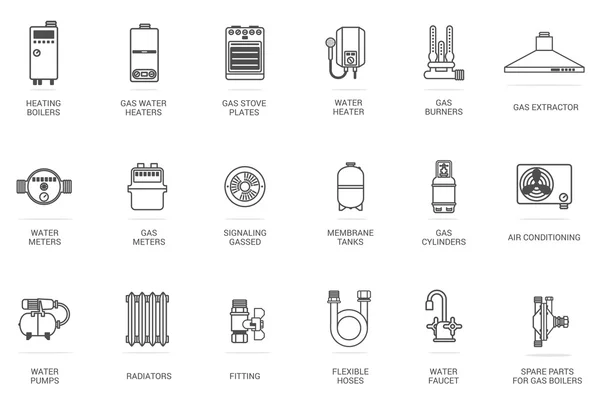 Vecteur linéaire icône équipement à gaz — Image vectorielle