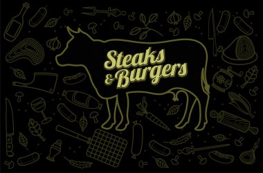 Sığır inek ve sebze vektör çizimi