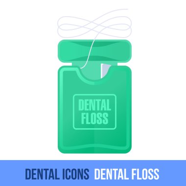 Vektör düz diş simgesi. Diş ipi