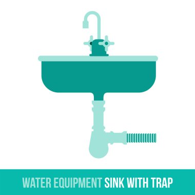 vektör düz simge su lavabo tuzak ile
