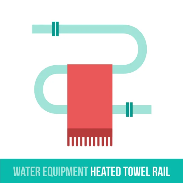 Vetor plana ícone água aquecida TOWEL RAIL — Vetor de Stock