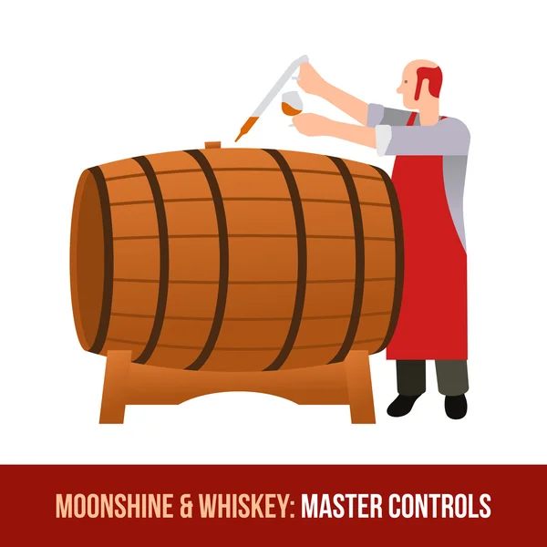 Moonshine y whisky. Barrica de roble . — Archivo Imágenes Vectoriales