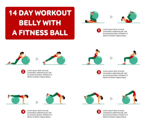 Iconos aeróbicos. Entrenamiento de 14 días — Vector de stock