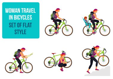 Bisiklet seyahat. Bisikletle seyahat kadın