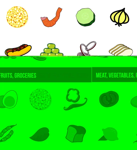 Векторний набір овочів, продуктів харчування та спецій . — стоковий вектор