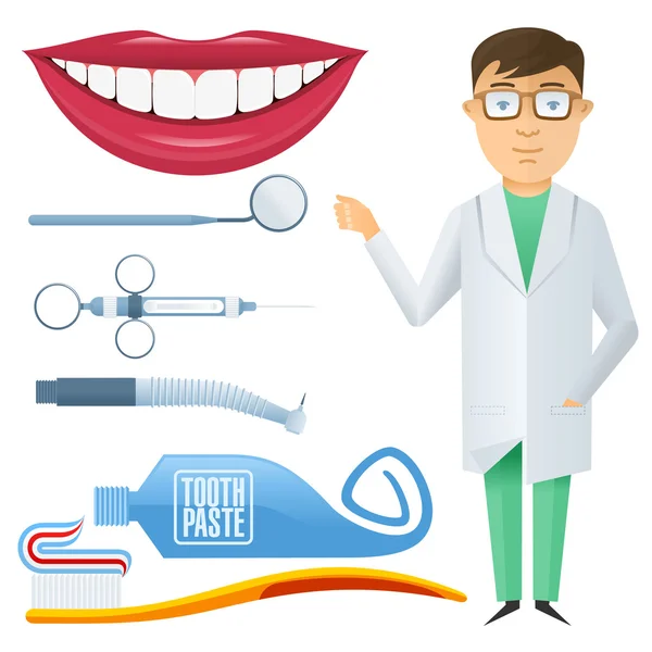 Vector icono dental plano — Archivo Imágenes Vectoriales