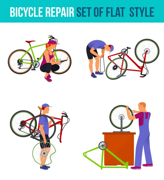 Reparera trasiga cykel — Stock vektor