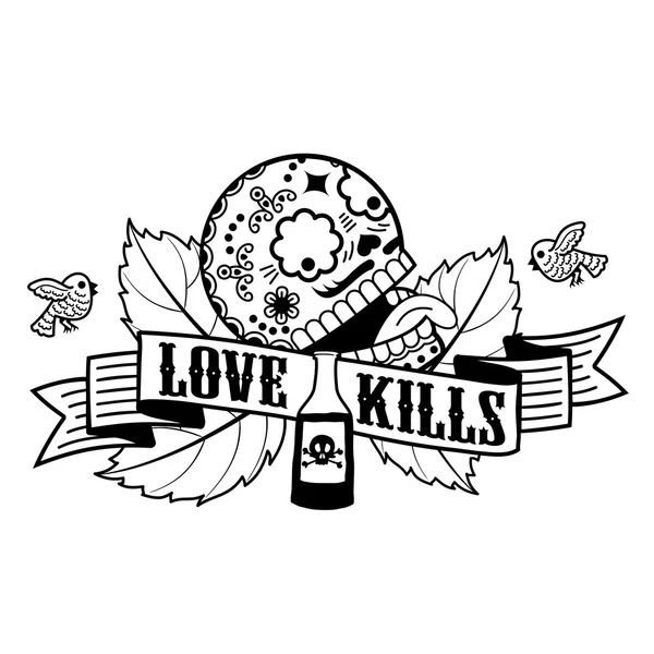 Stiker amore uccide — Vettoriale Stock
