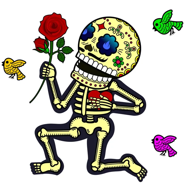 Funny skeletons. Crazy in love. — Stock vektor