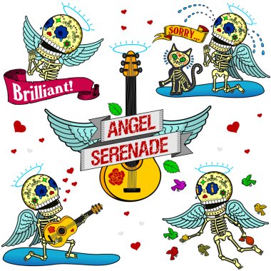 Funny skeletons. Angel Serenade. clipart