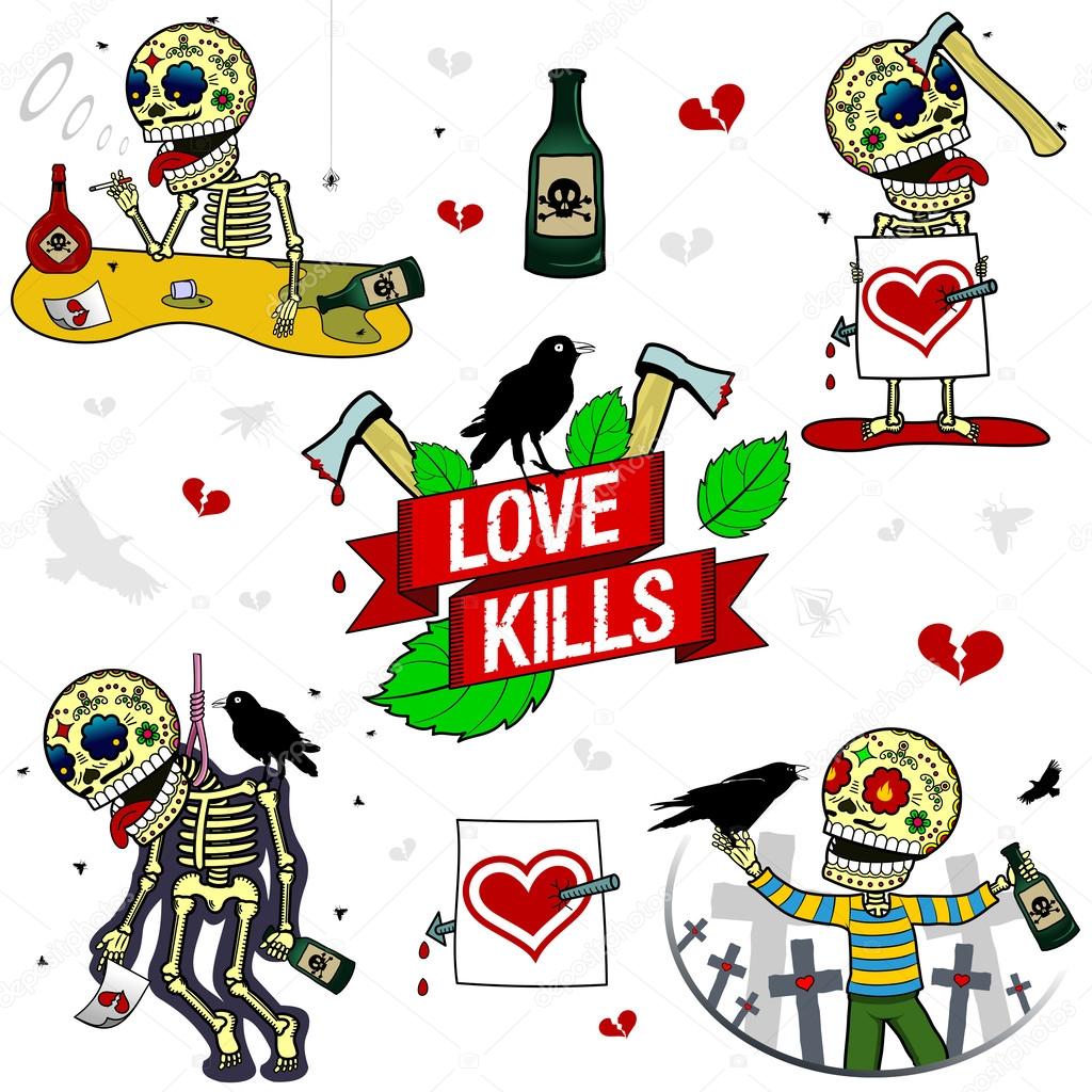 Funny skeletons. Love Kills.