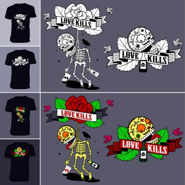 İskeletler. T-shirt. Öldürür seviyorum. 01