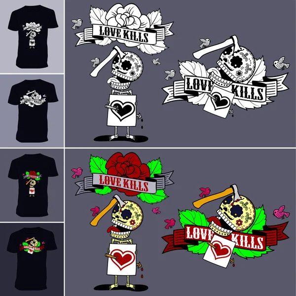 Des t-shirts. Love Kills.02.cdr — Image vectorielle