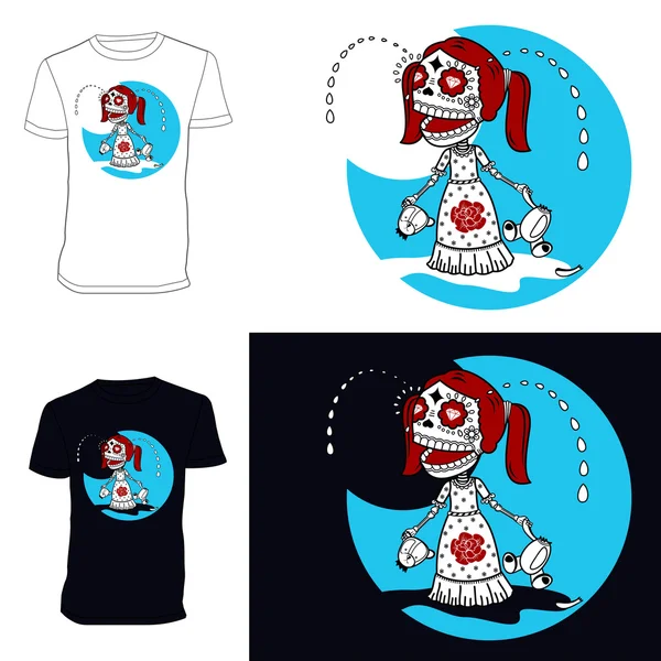 İskeletler. T-shirt. Ağlayan bebek — Stok Vektör