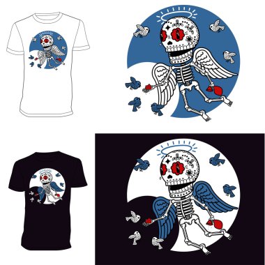 İskeletler. T-shirt. Melek zarafet