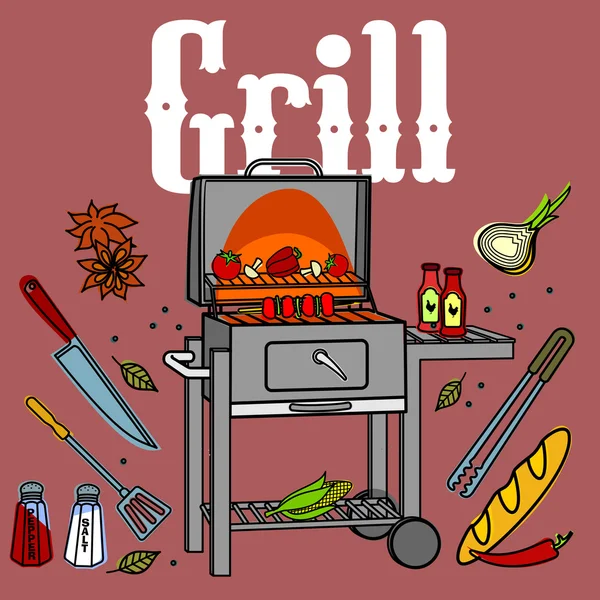 Grill & BBQ — Stock Vector