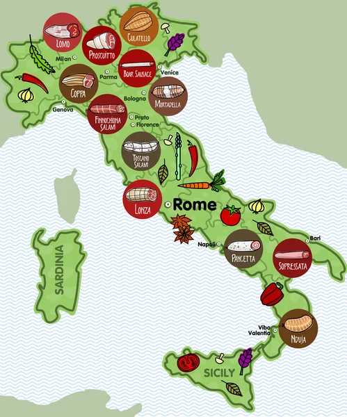 Embutidos italianos — Archivo Imágenes Vectoriales