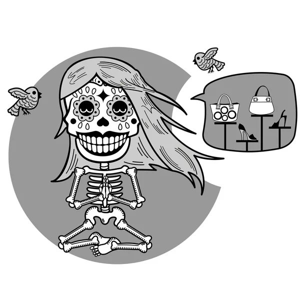 Skeletons. T-shirt. Meditacion. Woman — Stock Illustration Skeletons. T-shirt. Meditacion. Woman Stock Illustration