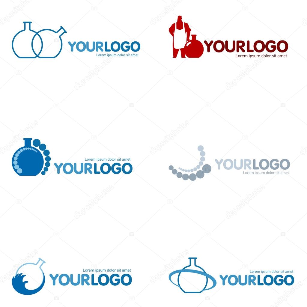 Set of 9 Modern logo design set: logotypes for different companies, as web agency, start-up, software house, engineering, R&D, chemical, pharmaceutical industry, new business, consulting and optimization