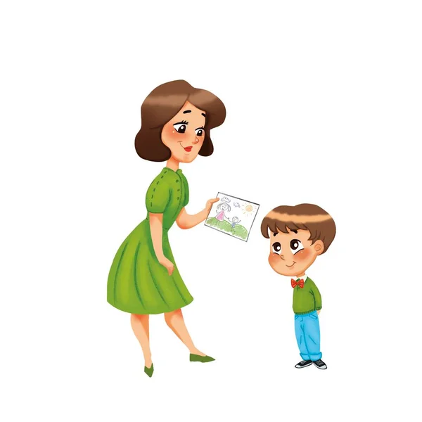 Child Gifted Mother Isolated Vector — Stock Vector