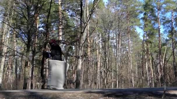 Baba Yaga Voler dans la forêt. Spectacle en costume de Baba Yaga . — Video