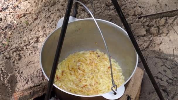 La Cocina de las Cebollas en la Olla . — Vídeos de Stock