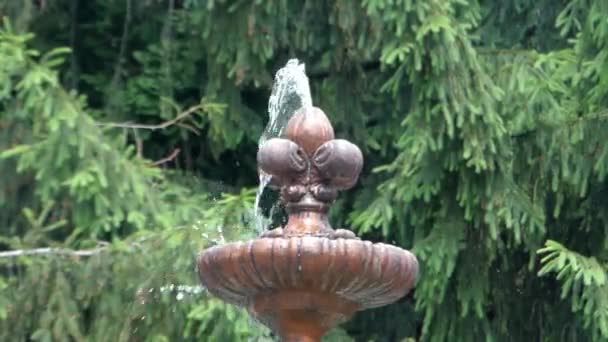 Le flux d'eau de la fontaine en marche . — Video