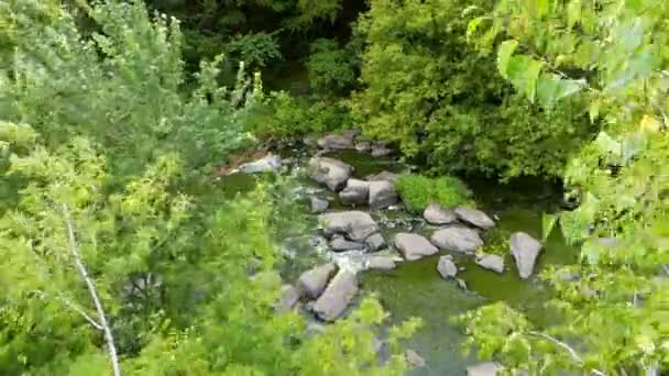 Die Landschaft der Schlucht und des Gebirgsflusses. buki village, ukraine. — Stockvideo