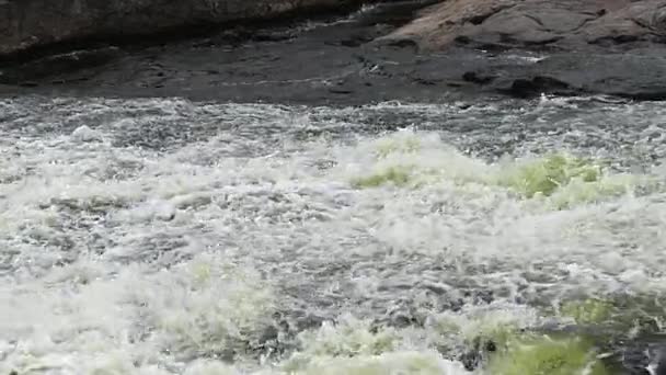 Удивительный водный поток горной реки в медленном движении . — стоковое видео