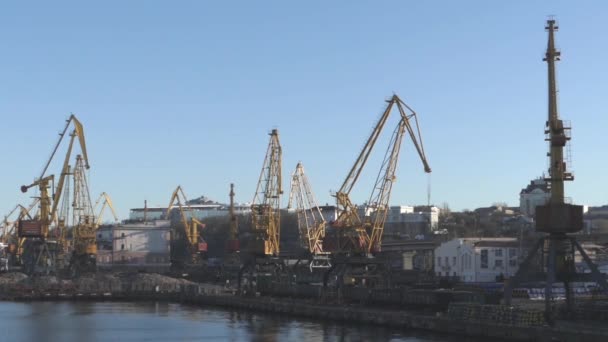 De grote kraan in de zeehaven. — Stockvideo