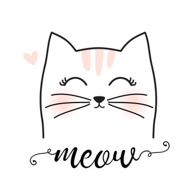 Şirin kedi surat. vektör illüstrasyonu