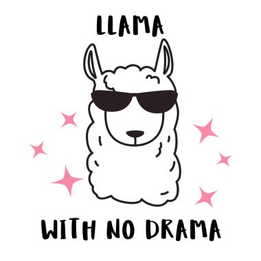 Tatlı çizgi film lama alpaka vektör grafik tasarımı. 